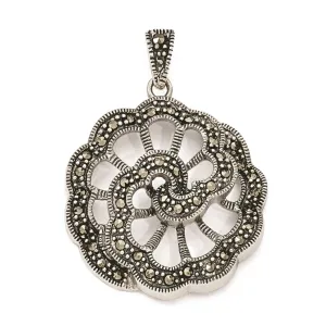 Sterling Silver Marcasite Floral Pendant