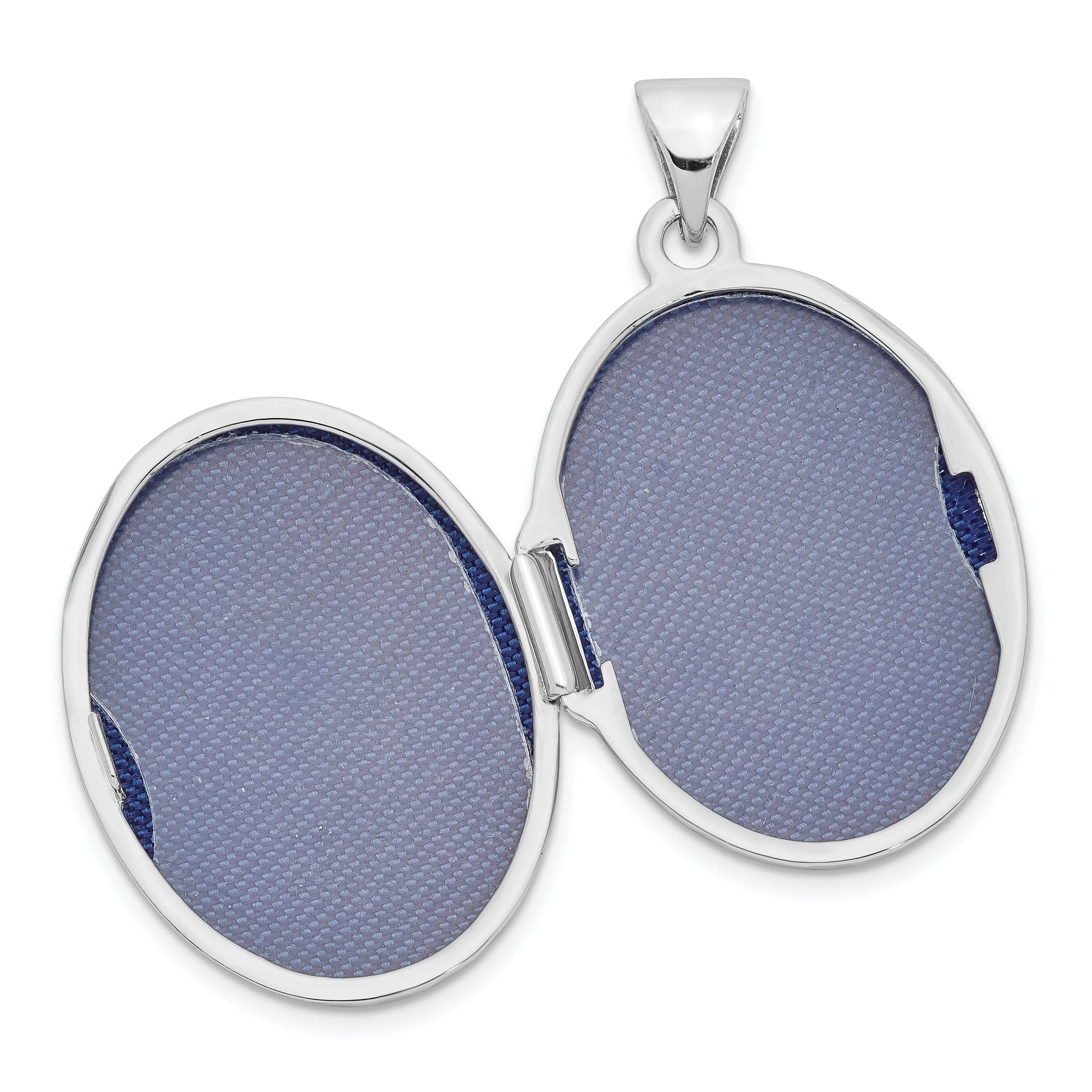 Sterling Silver Rhodium-plated Floral Design Oval Locket