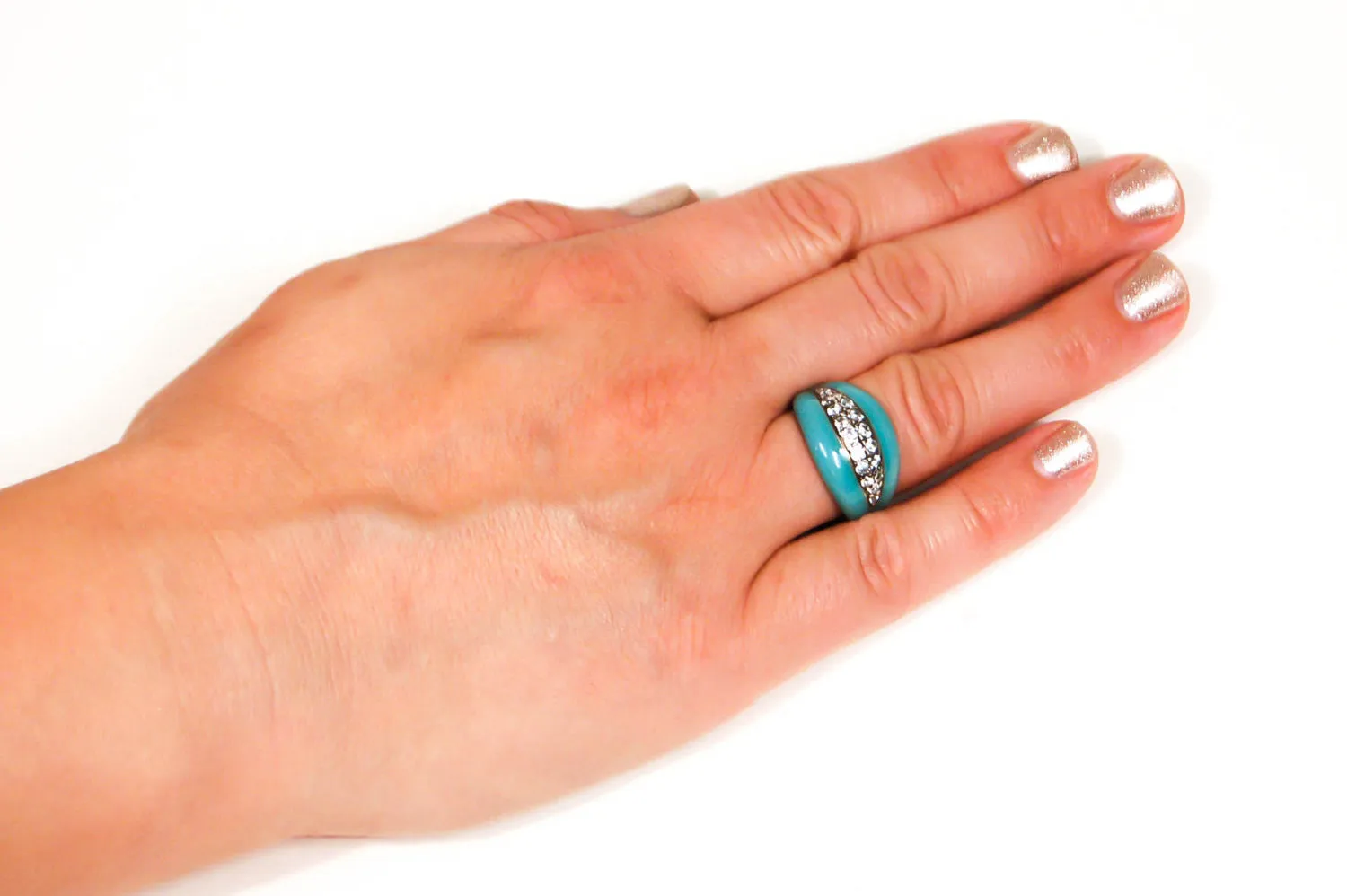 Sterling Silver Turquoise Enamel Ring by Adrienne