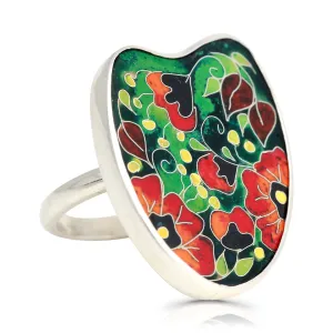 Sterling Silver Vibrant Poppies Ring