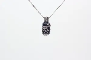 Sterling Silver Wire Pendant with Black Fused Glass