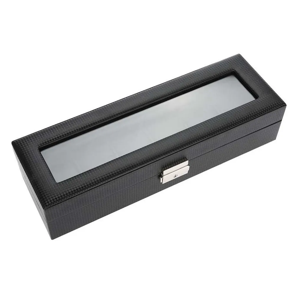 StitchesandTweed Matte Leatherette 6 Slot Watch Organizer Case
