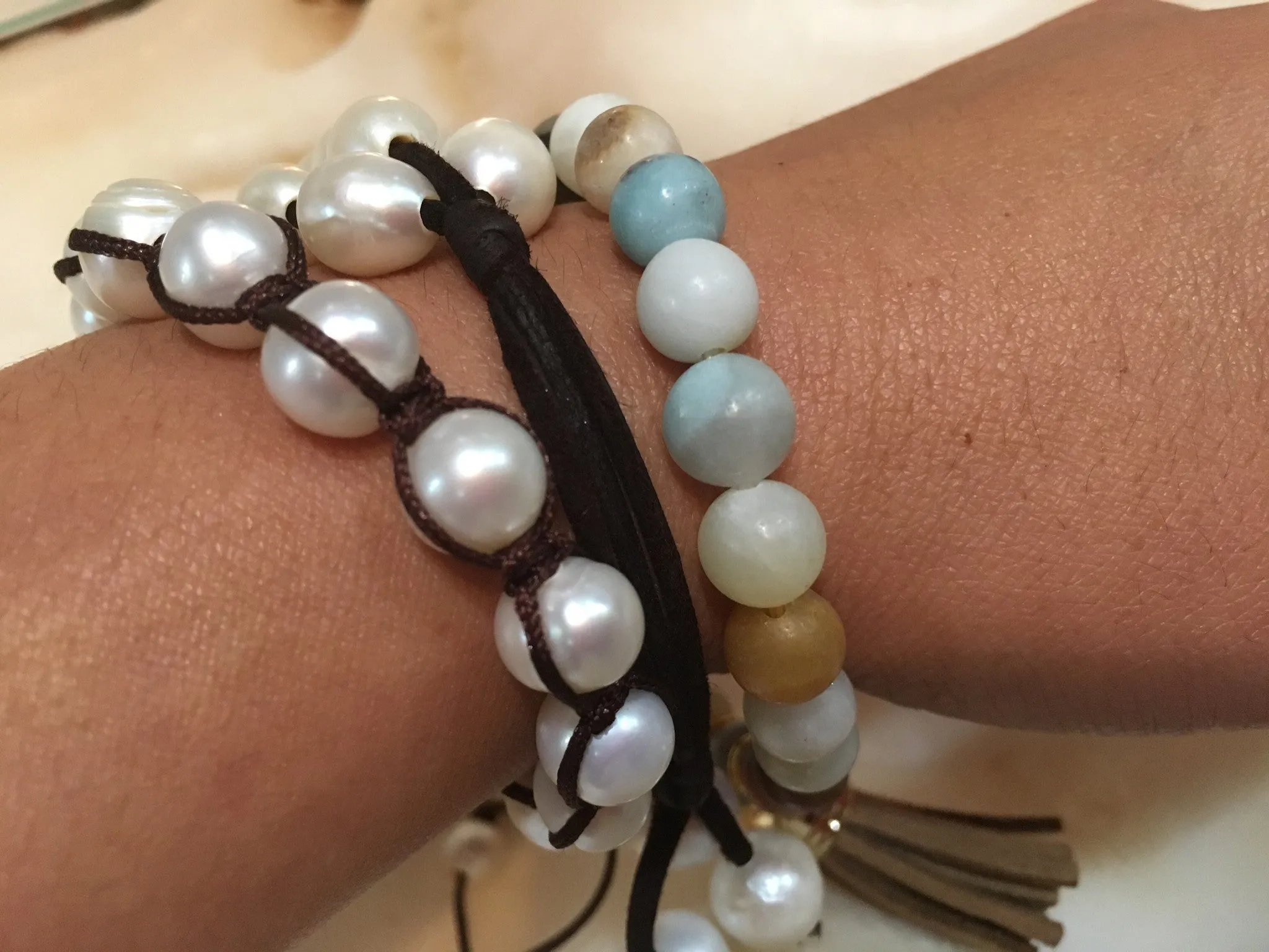 Stretch Beaded bracelet with tassel