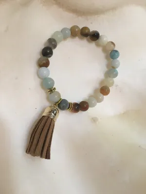 Stretch Beaded bracelet with tassel