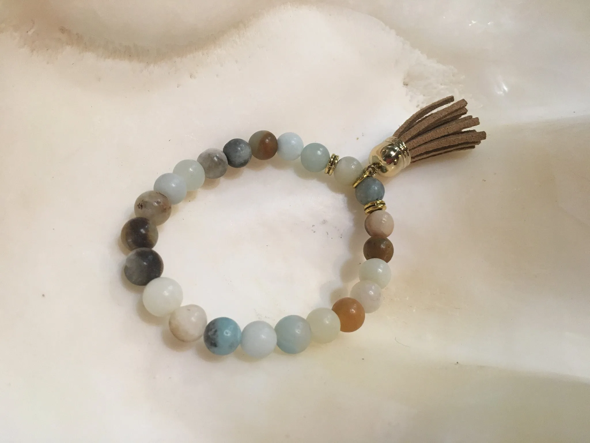 Stretch Beaded bracelet with tassel