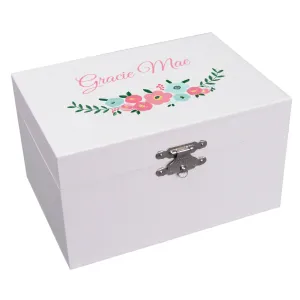 Teal Spring Floral Ballerina Jewelry Box