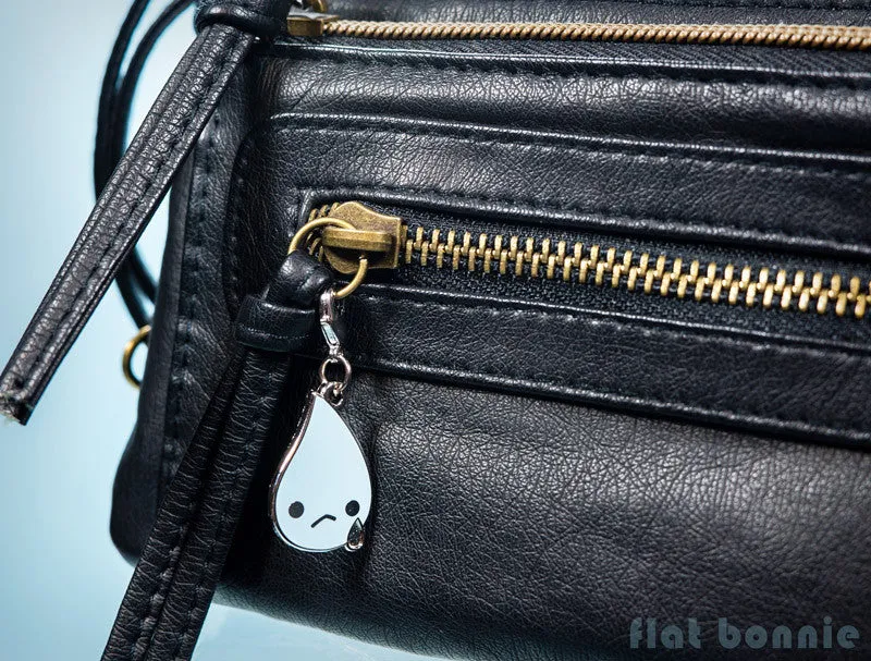 Teardrop enamel charm - Kawaii tears zipper pull - Ugly cry crying charm