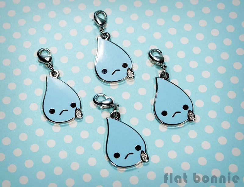 Teardrop enamel charm - Kawaii tears zipper pull - Ugly cry crying charm
