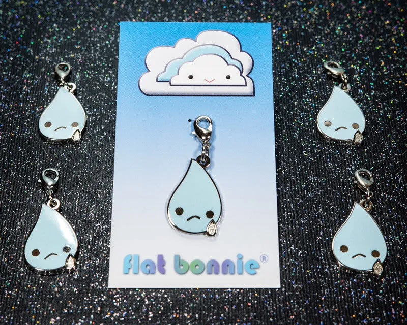 Teardrop enamel charm - Kawaii tears zipper pull - Ugly cry crying charm
