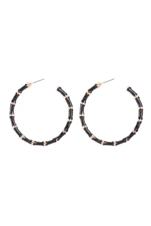 TEXTURED ENAMEL COLOR HOOP EARRINGS