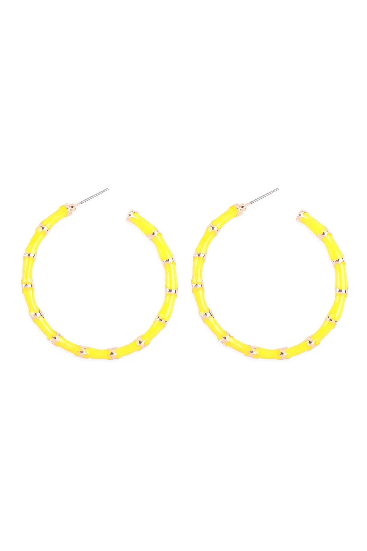 TEXTURED ENAMEL COLOR HOOP EARRINGS