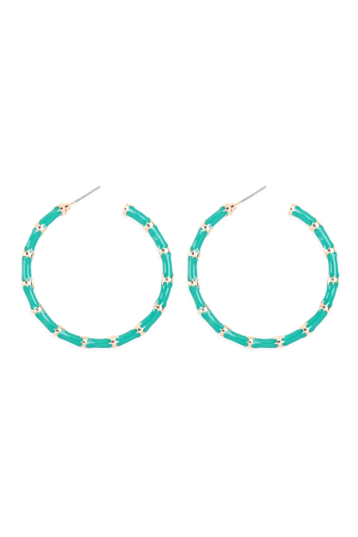 TEXTURED ENAMEL COLOR HOOP EARRINGS