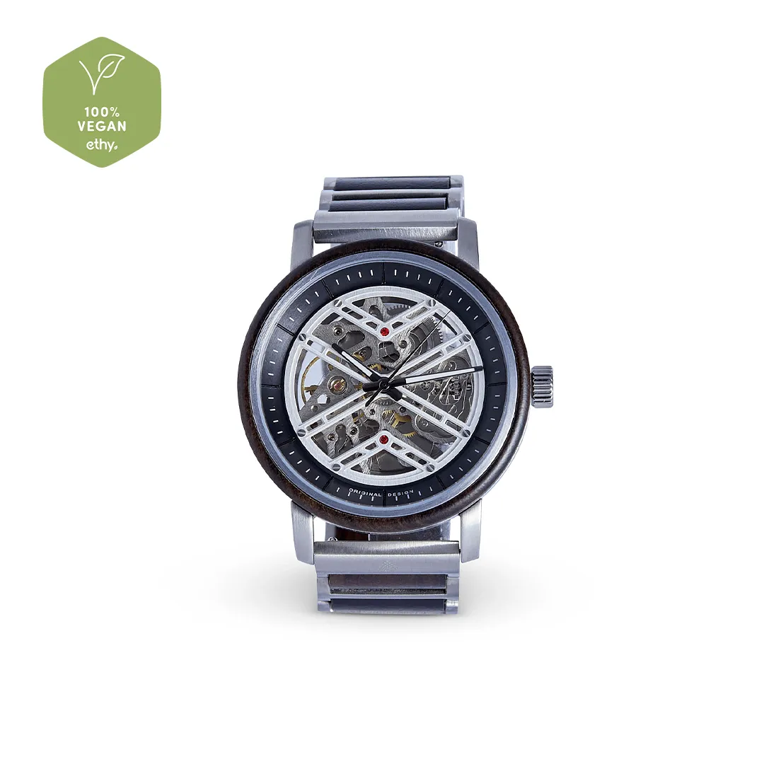The Banyan Men's Vegan Wooden Watch | Silver & Brown