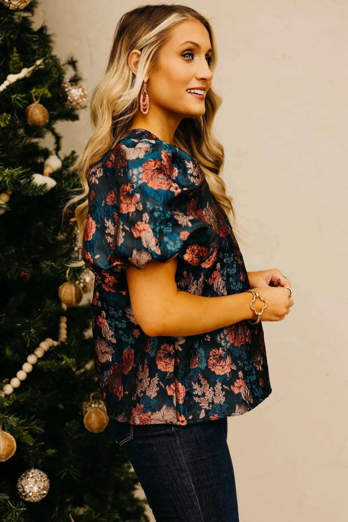 The Landon Puff Sleeve Floral Top