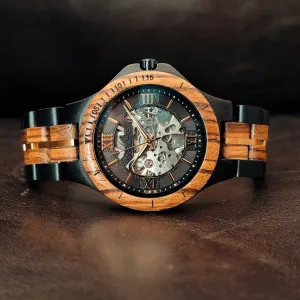 The Mechanical - Zebra & Ebony Wood Watch