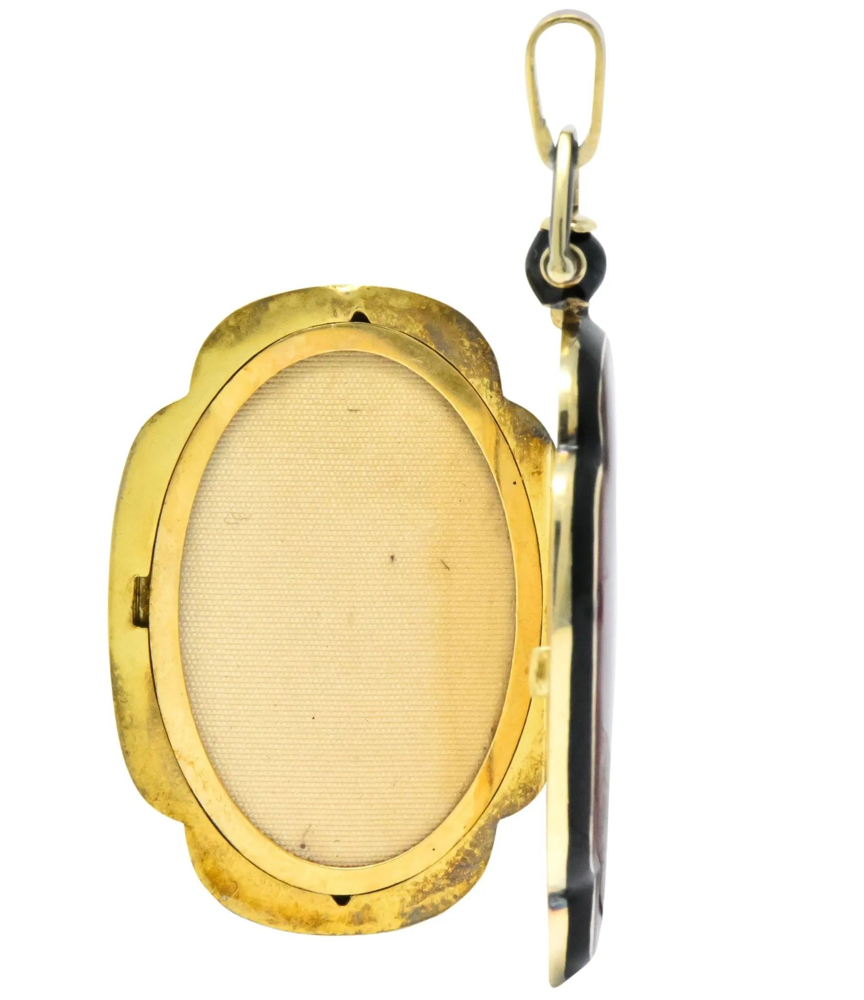Tiffany & Co. Art Deco 14 Karat Gold Antique Enamel Locket Pendant