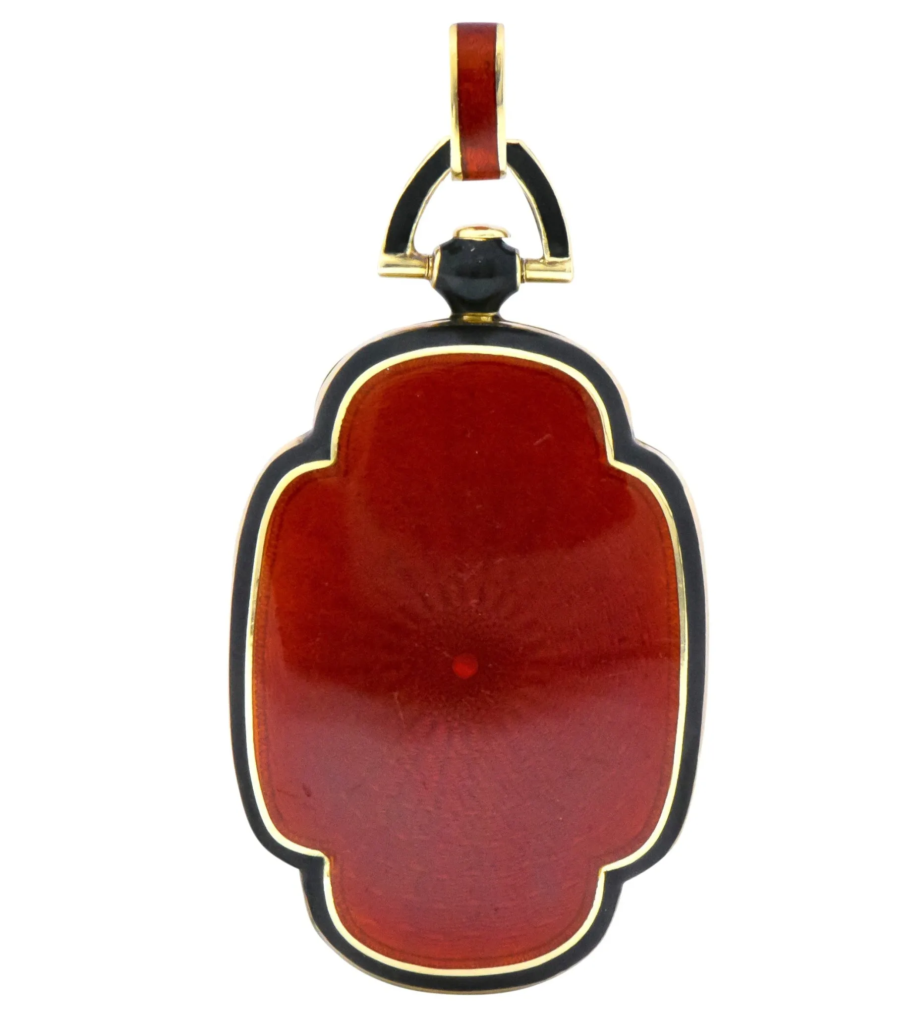 Tiffany & Co. Art Deco 14 Karat Gold Antique Enamel Locket Pendant