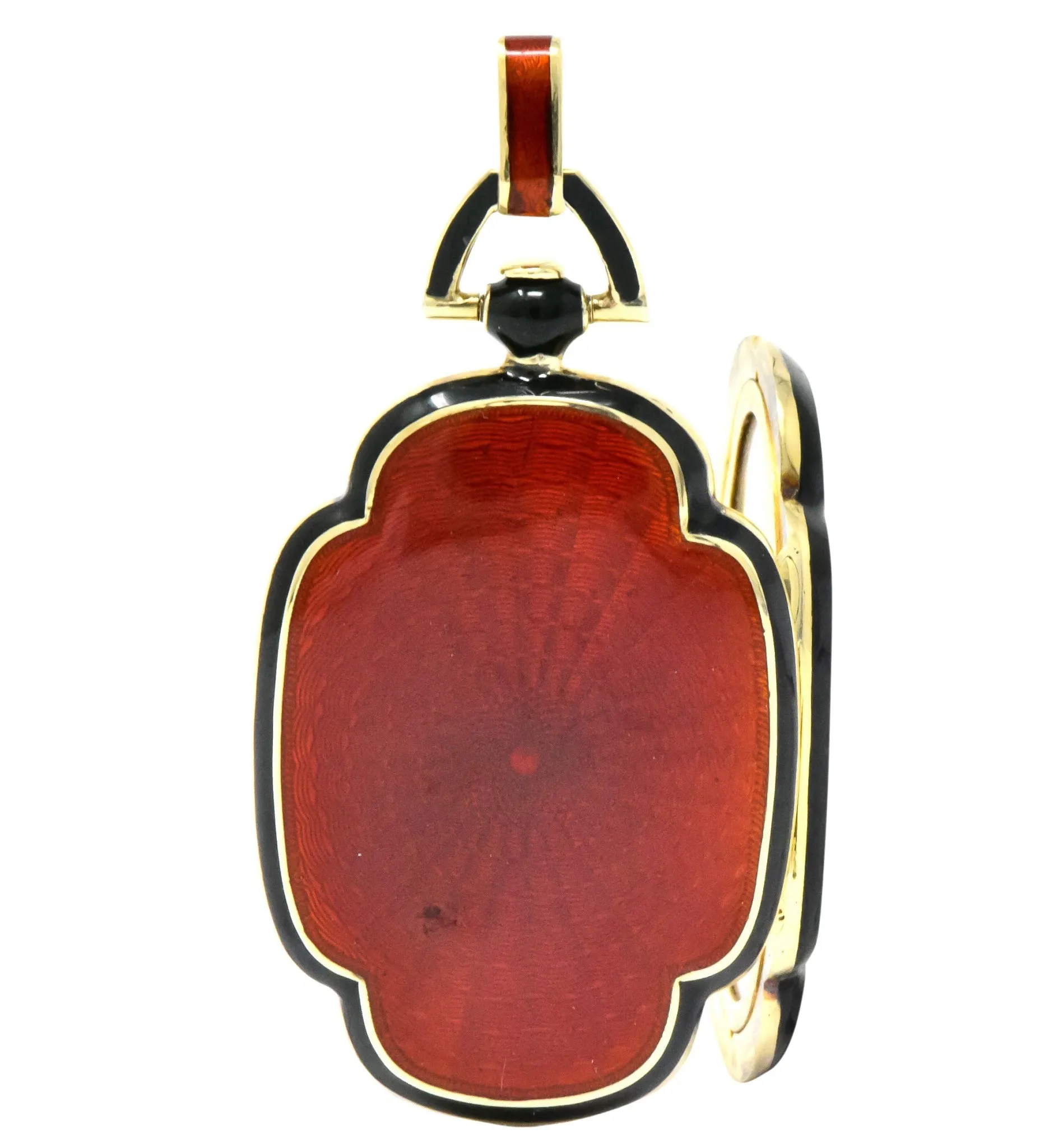 Tiffany & Co. Art Deco 14 Karat Gold Antique Enamel Locket Pendant