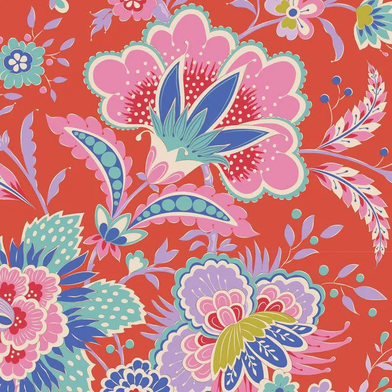 Tilda Bloomsville Fabric | Late Bloomer | Tomato