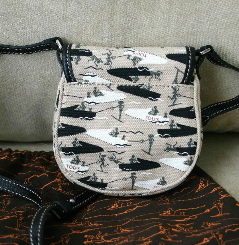 Tod's Multi-color Canvas Black Trim Crossbody Messenger Bag - Sale