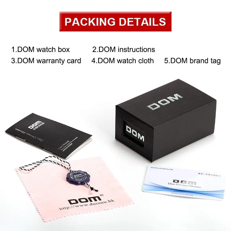 Top Brand DOM Luxury Men's Watch 30m Waterproof Date Clock Male Sports Watches Men Quartz Wrist Watch Relogio Masculino