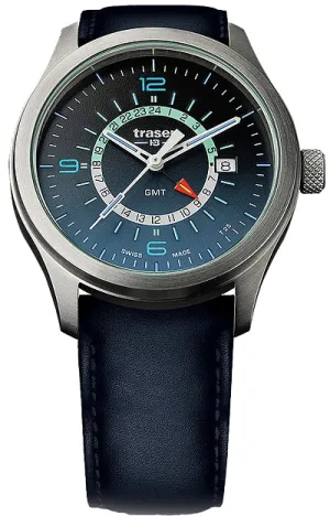 Traser P59 Aurora Pilot's GMT Watch Blue Dial, Leather Strap, 107035