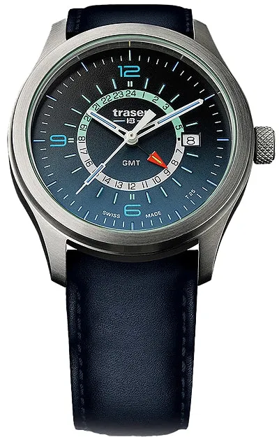 Traser P59 Aurora Pilot's GMT Watch Blue Dial, Leather Strap, 107035