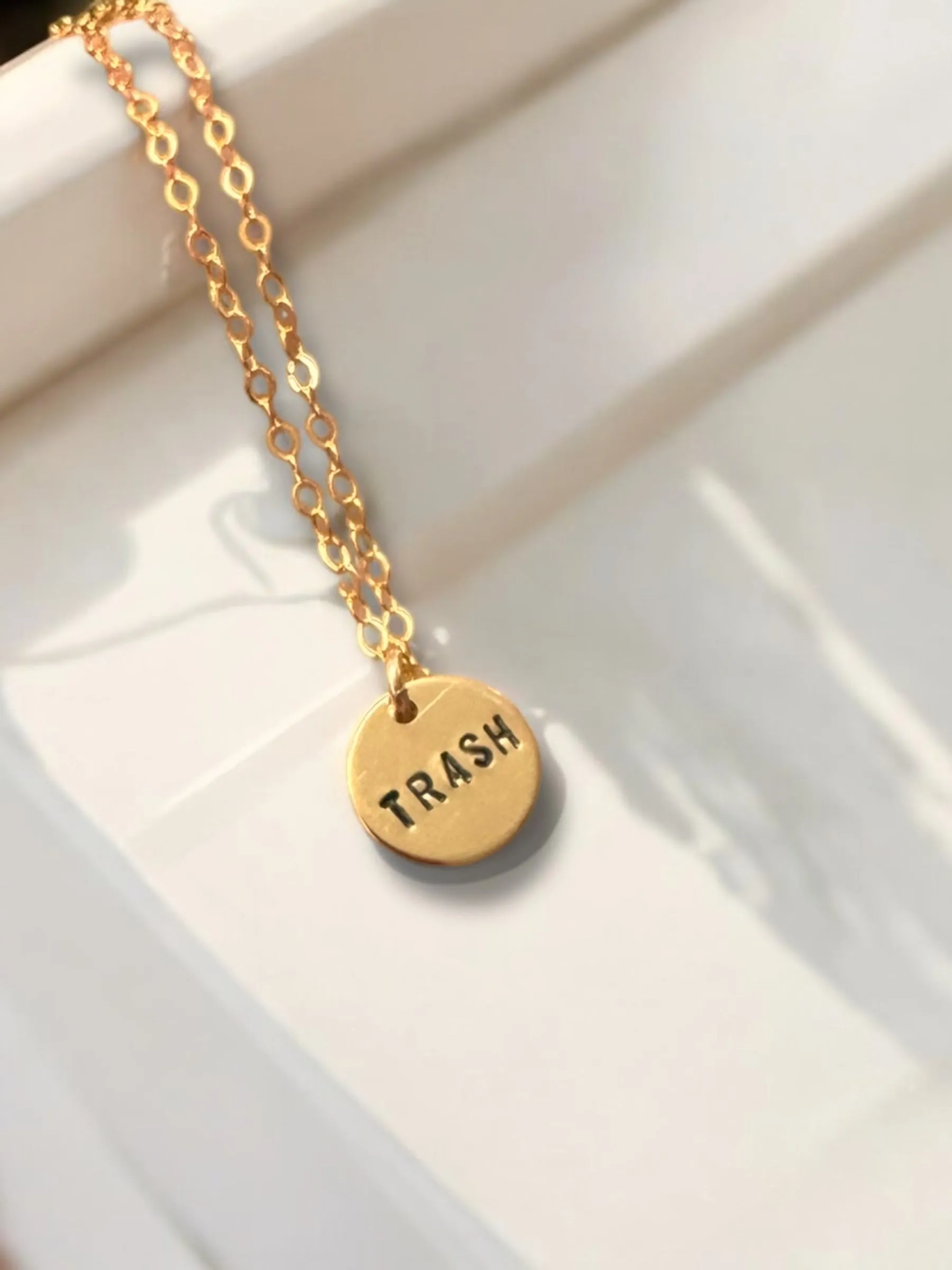 Trash Circle Charm Necklace