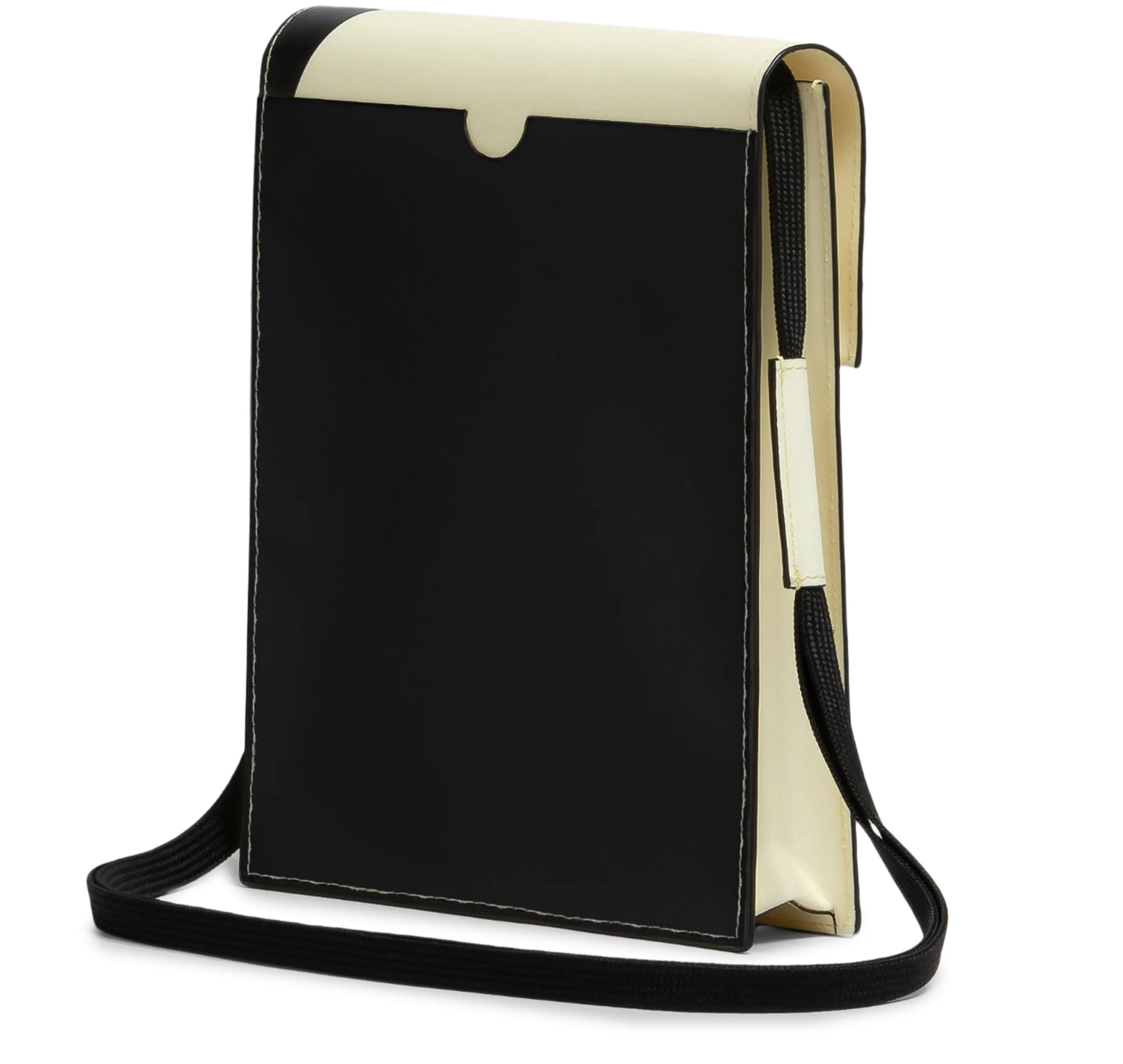 Tribeca Pouch with Shoelace Strap in Black/White