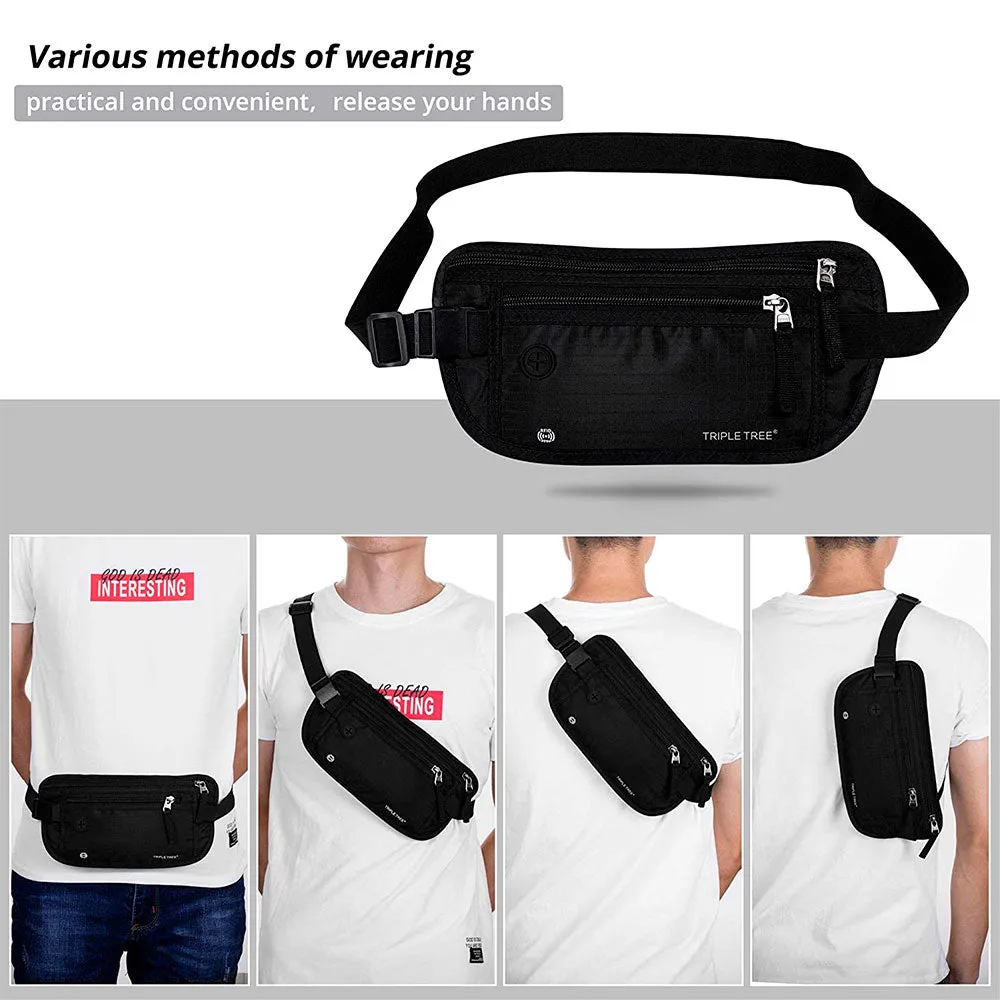 TRIPLETREE 2 Pack Money Travel Belt With RFID Blocking and Earphone Hole
