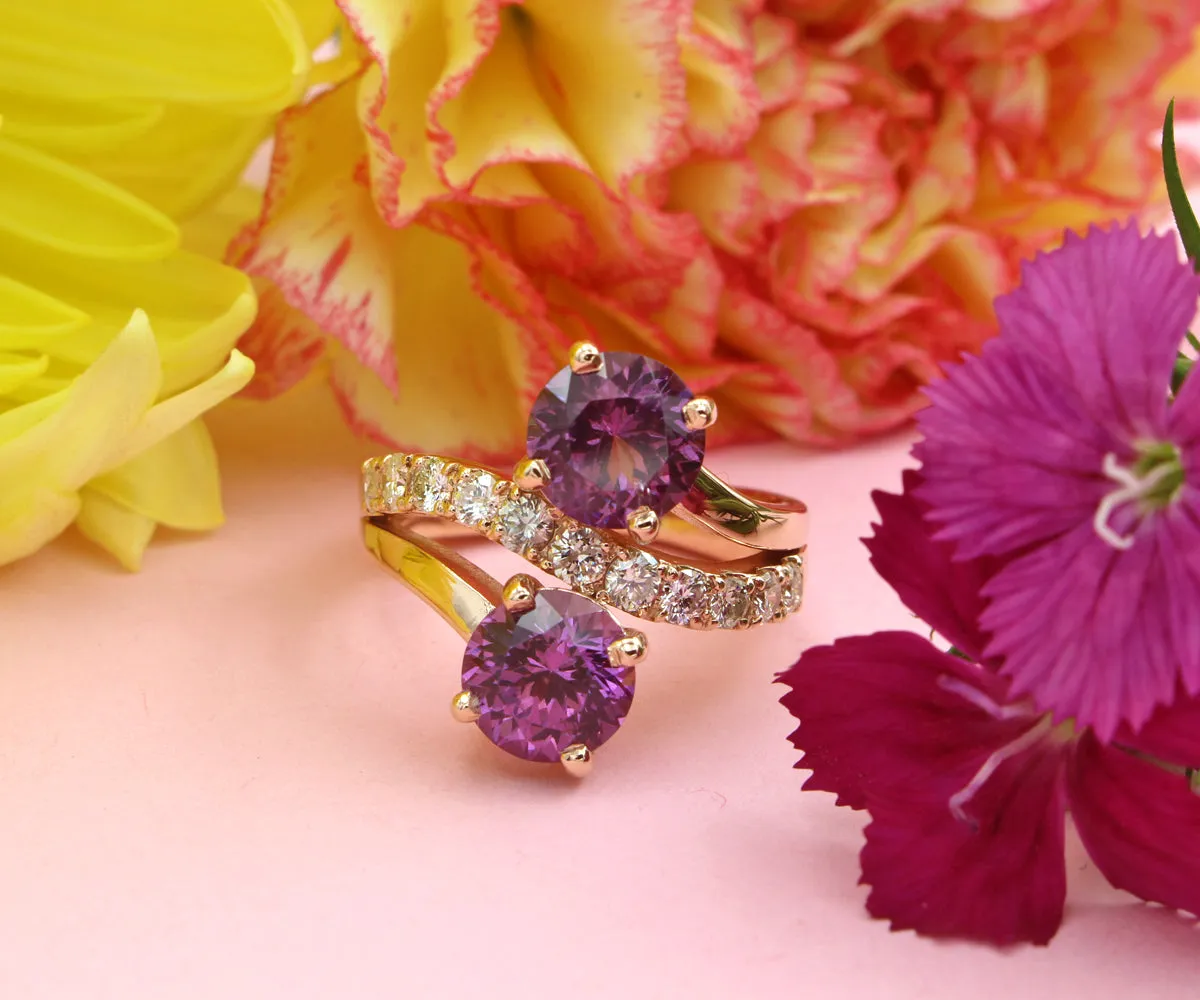 Twist Color Changing Garnet Diamond Ring