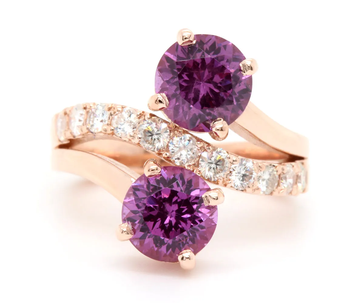 Twist Color Changing Garnet Diamond Ring