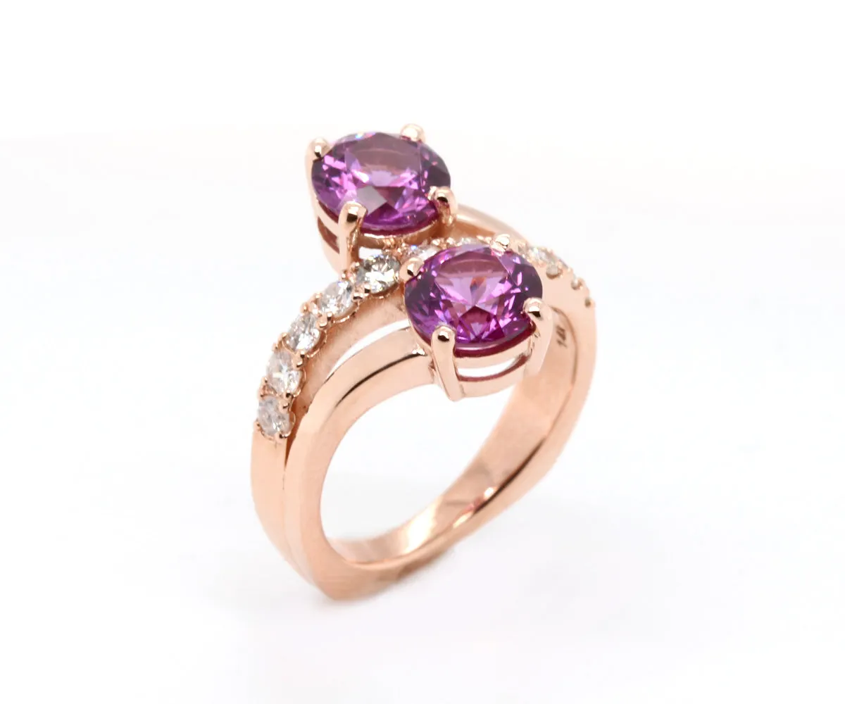Twist Color Changing Garnet Diamond Ring