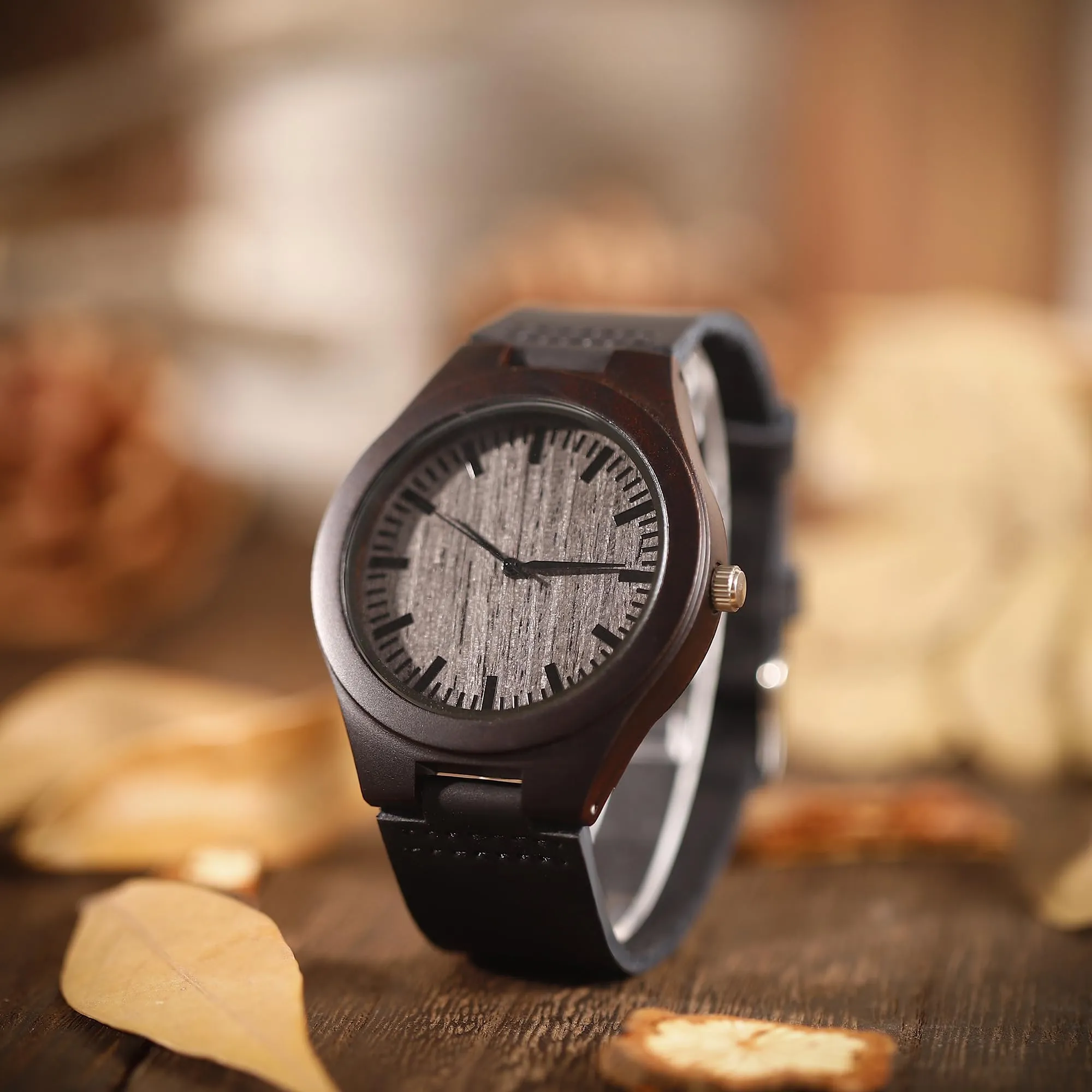 UFOORO Valentines Gifts Engraved Wooden Watches for Men, Natural Wood Watch Personalized Gifts Customized Watch for Dad Son Husband Birthday