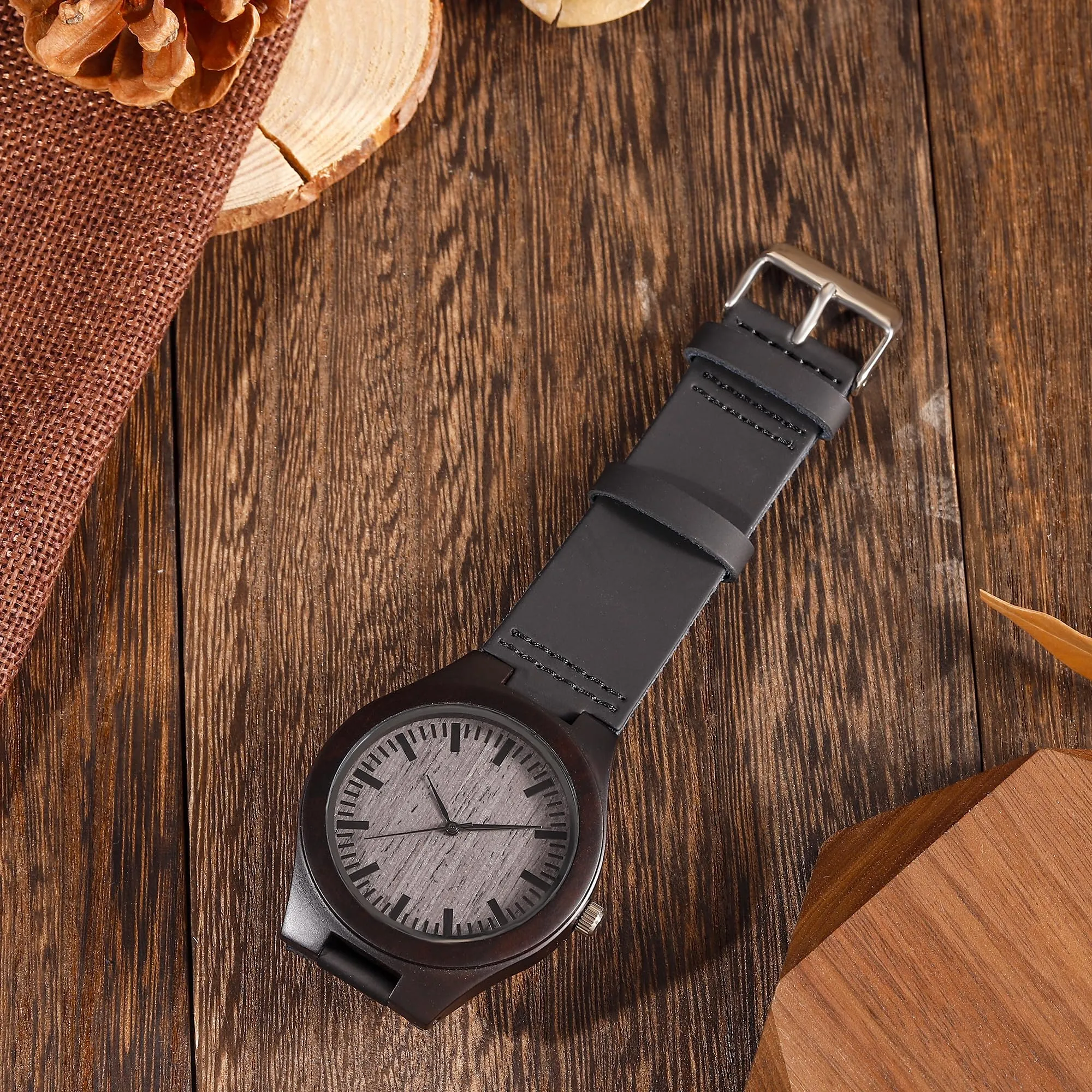 UFOORO Valentines Gifts Engraved Wooden Watches for Men, Natural Wood Watch Personalized Gifts Customized Watch for Dad Son Husband Birthday