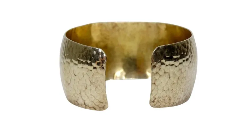 Uncut Diamond Hammered Silver Cuff