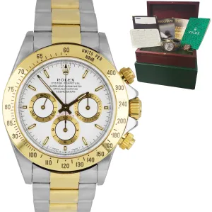 UNPOLISHED 1998 Rolex Daytona Cosmograph Zenith 16523 40mm Two-Tone White Watch