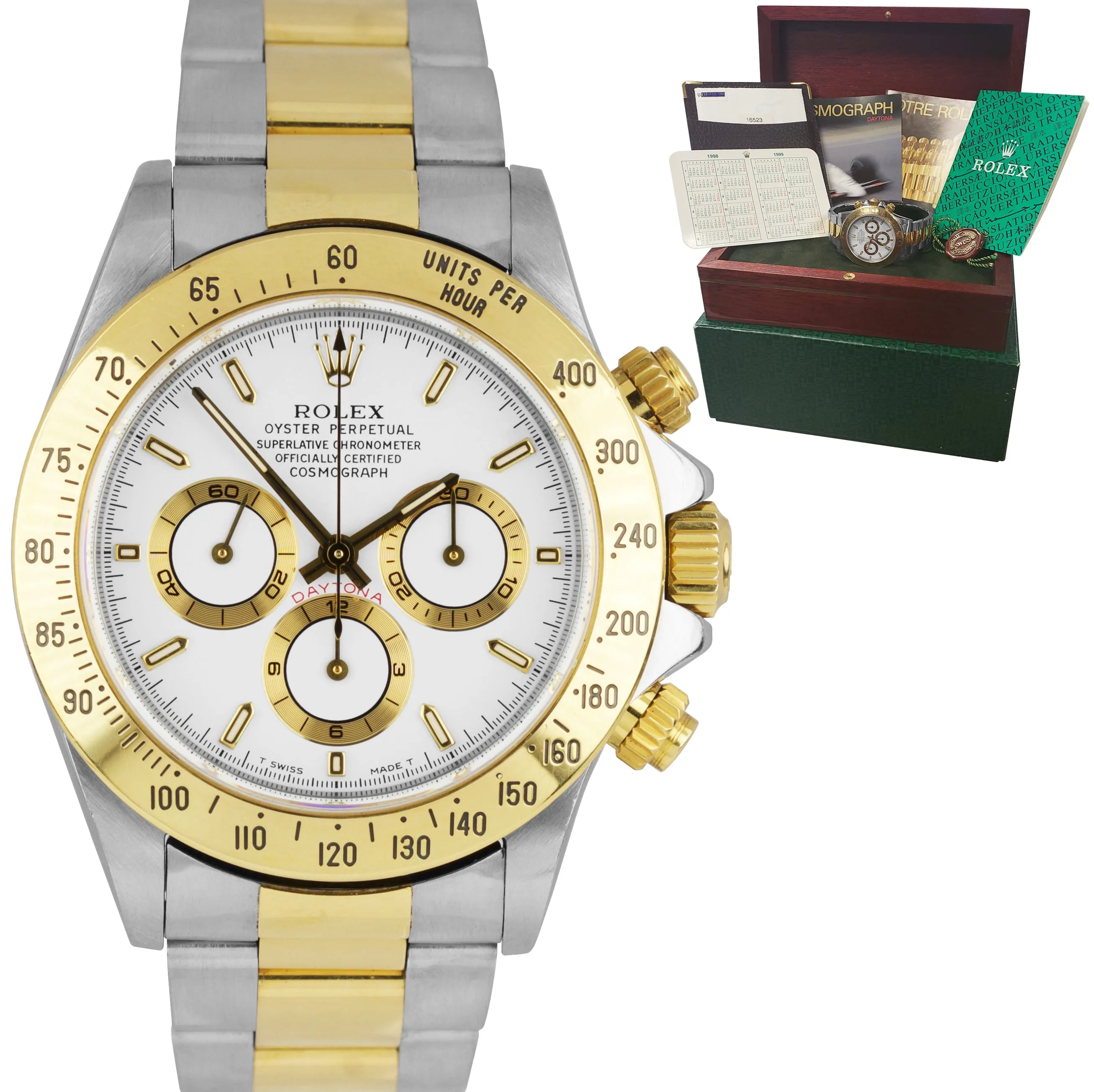 UNPOLISHED 1998 Rolex Daytona Cosmograph Zenith 16523 40mm Two-Tone White Watch