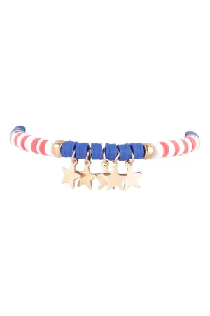 USA FLAG STAR FIMO STRETCH BRACELET