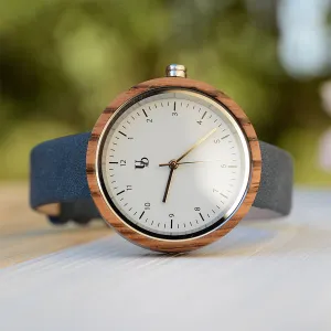 UXD Ladies Personalized/Engraved Zebra Wood Face Watch with Premium Leather Strap