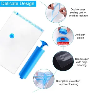 Vacuum Storage Bags Set with Hand Pump & Shirt Clips