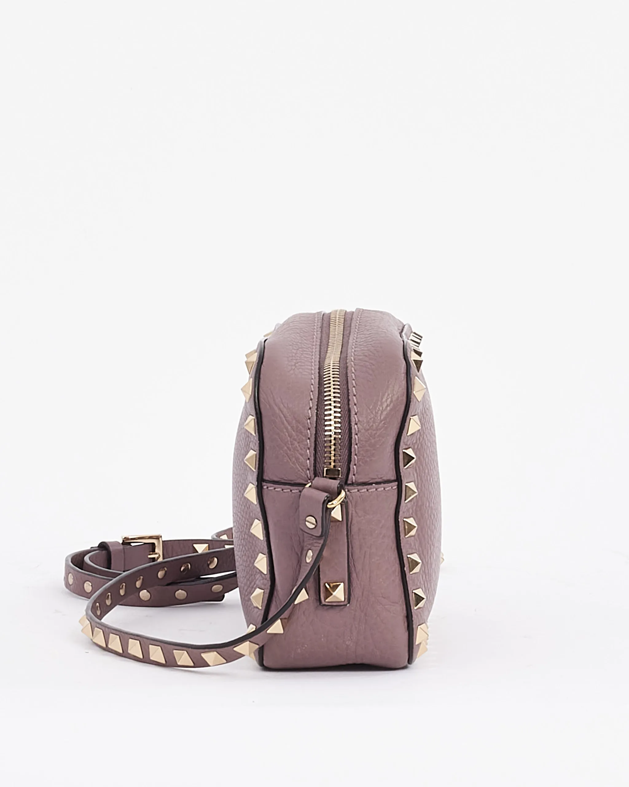 Valentino Purple Rosewood Leather Rockstud Camera Bag