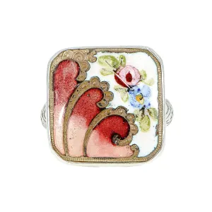 Victorian Hand Painted Floral Button Ring