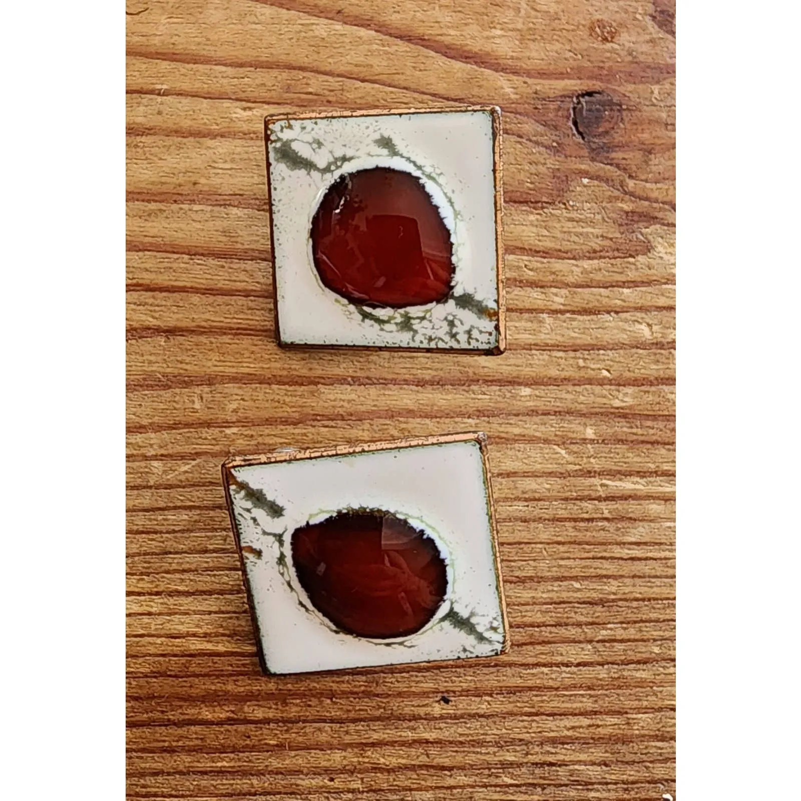 Vintage 60s Enamel Jewelry Set Bracelet Earring K Denning Scandinavian MCM Signed