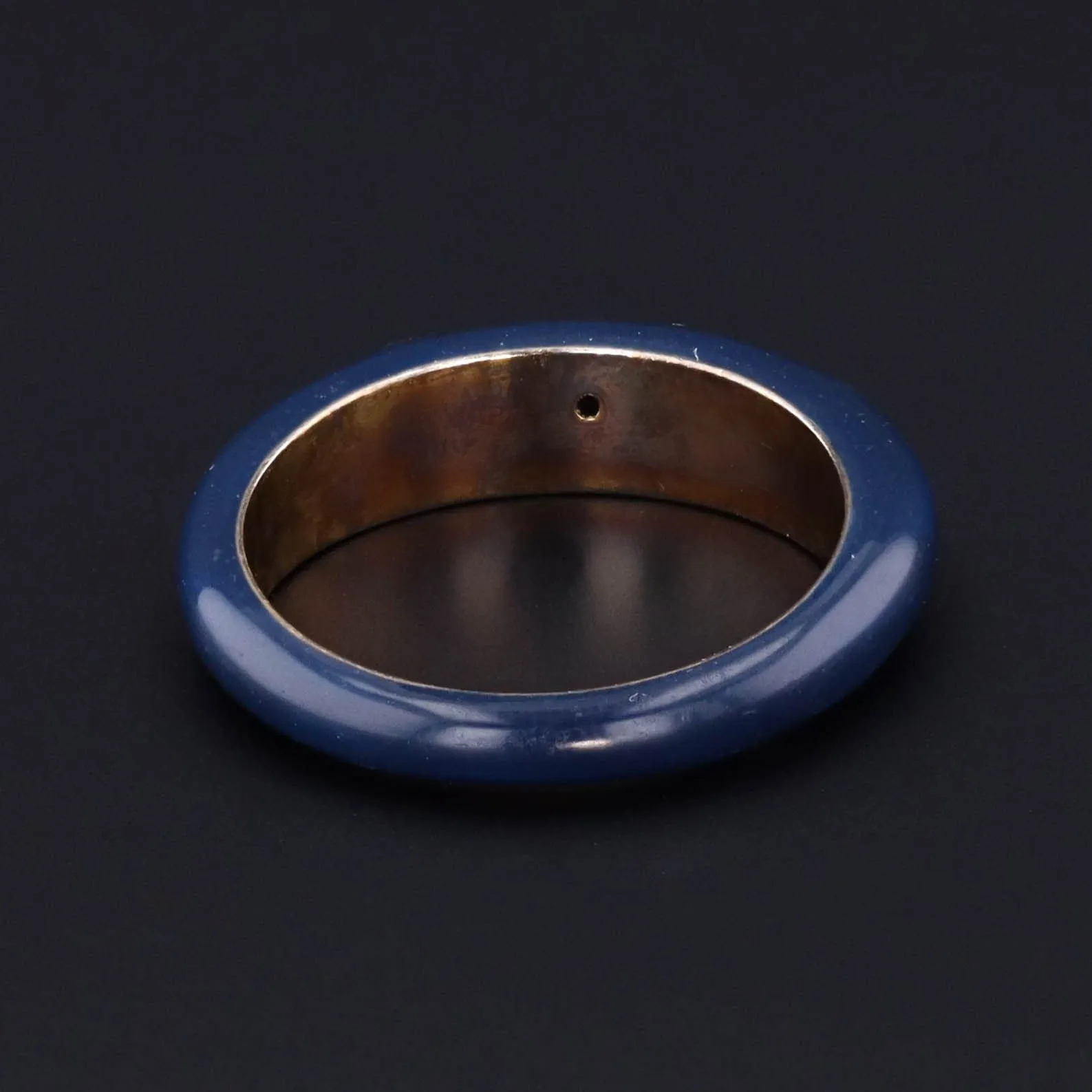 Vintage Blue Enamel Ring of 14k Gold