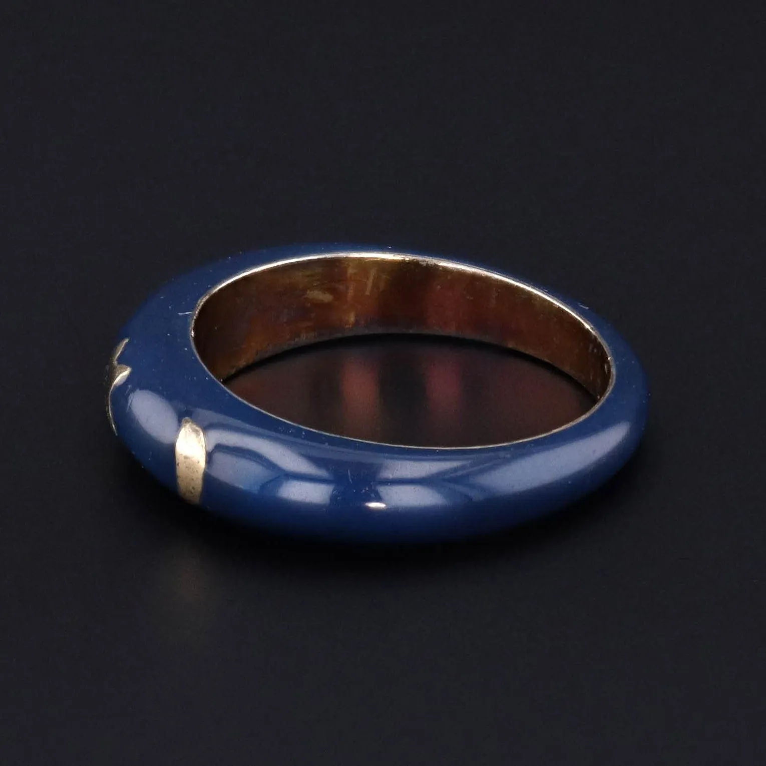 Vintage Blue Enamel Ring of 14k Gold