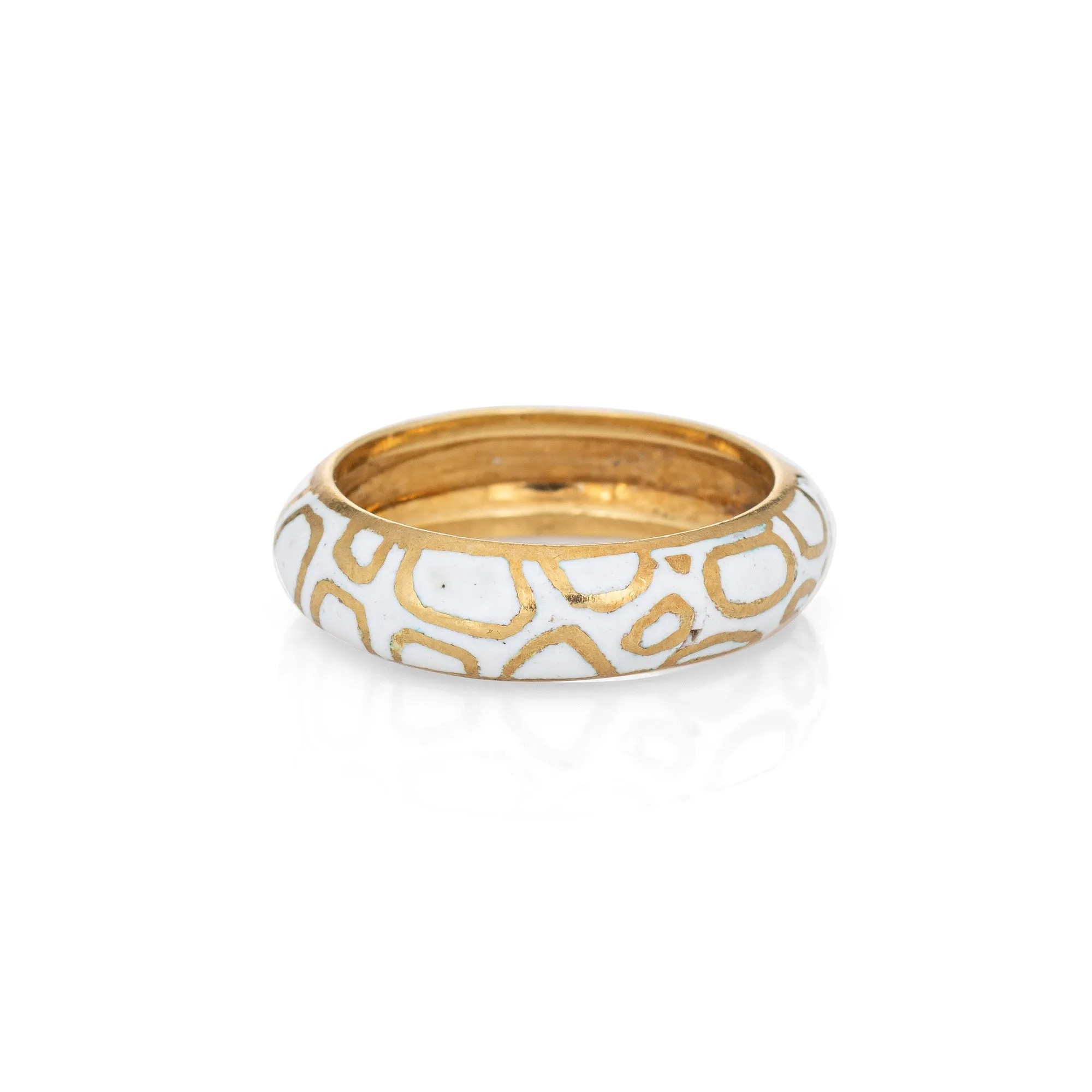 Vintage Cartier White Enamel Ring Sz 5 18k Yellow Gold Band Signed Jewelry