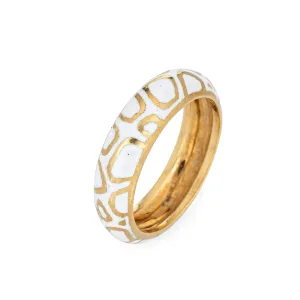 Vintage Cartier White Enamel Ring Sz 5 18k Yellow Gold Band Signed Jewelry