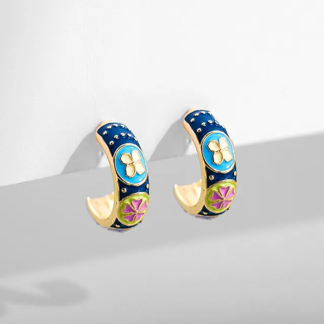 Vintage Florals Huggies Earrings