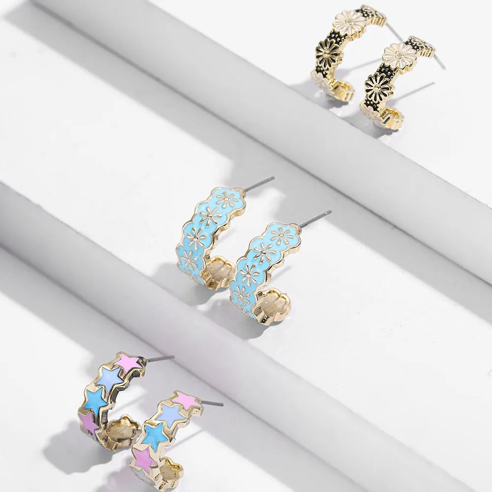 Vintage Florals Huggies Earrings